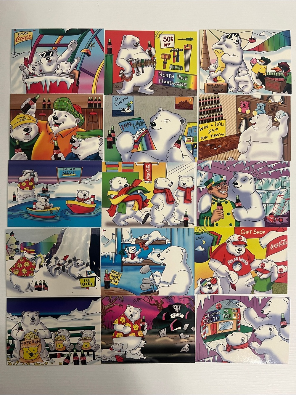 1996 South Pole Vacation Coca Cola Polar Bears Trading Cards (15) - Lot #1